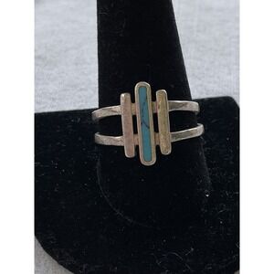 Silpada Straight To It Sterling Silver 925  Turquoise 3 Bar Ring Size 10.5